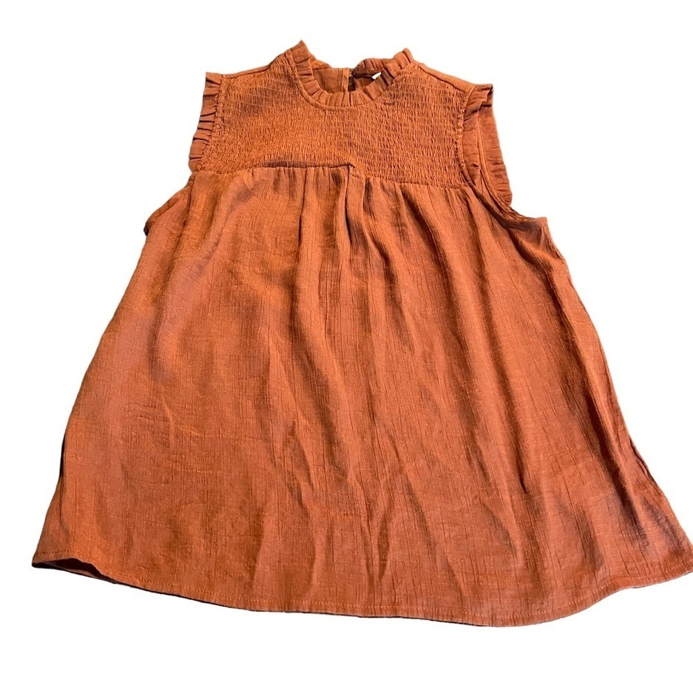 Nanette by Nanette Lepore Women’s Rust Sleeveless Smocked Ruffle Tank Top Small